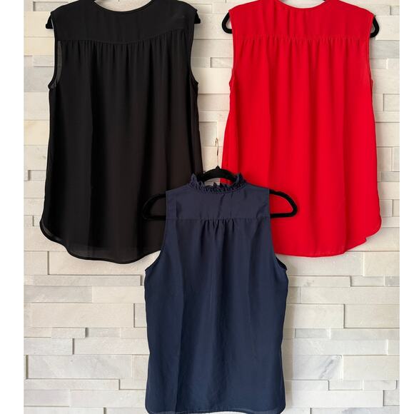 J CREW Lot/3 Sleeveless Popover Lightweight Tops Blouses Red, Navy, Black sz 6 - Picture 2 of 9